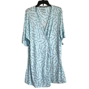 Hanes Comfort Sleep Womens L Light Blue Knee lengthRobe Missing Tie belt